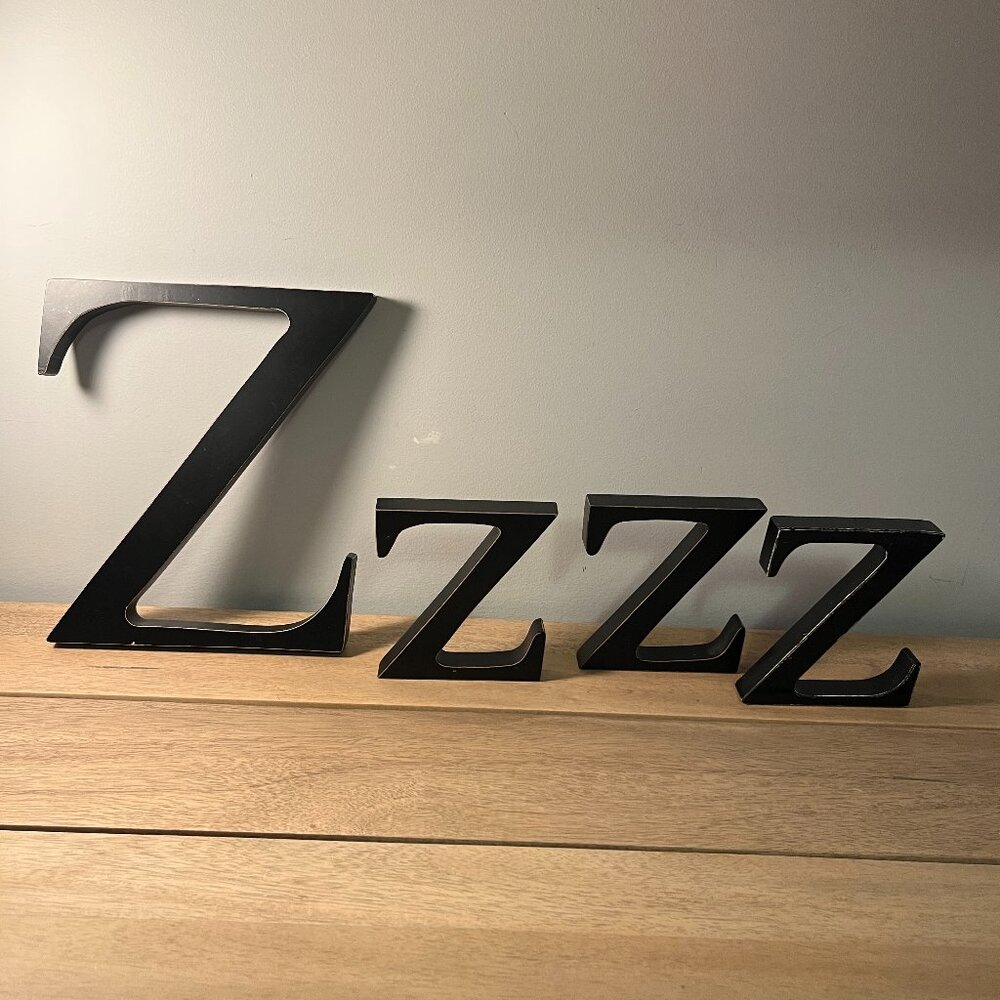 Zzzz Sleep Letters Bedroom Decor Black 8" High and 4" High